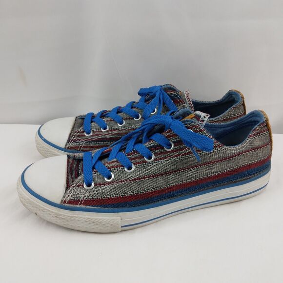 Converse Multicolor Striped Canvas Shoes Low Top Junior Mens 6 Womens 8 8.5 - Picture 7 of 16